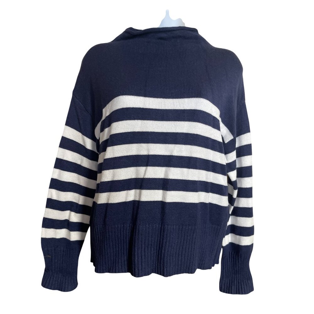 Truth By Republic Sweater Womens  XS  Viscose Blend Striped Navy Blue White